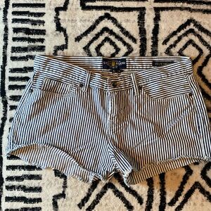 Lucky Brand Riley Striped Frayed Denim Shorts Sz 8